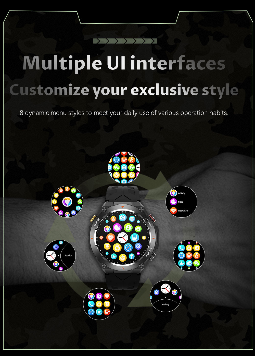 SENBONO KC82 Smartwatch, Health Monitoring, Bluetooth Calling, 100+ Sports Modes, AI Voice Assistant, Built-in GPS, 1ATM Waterproof - Golden Dial