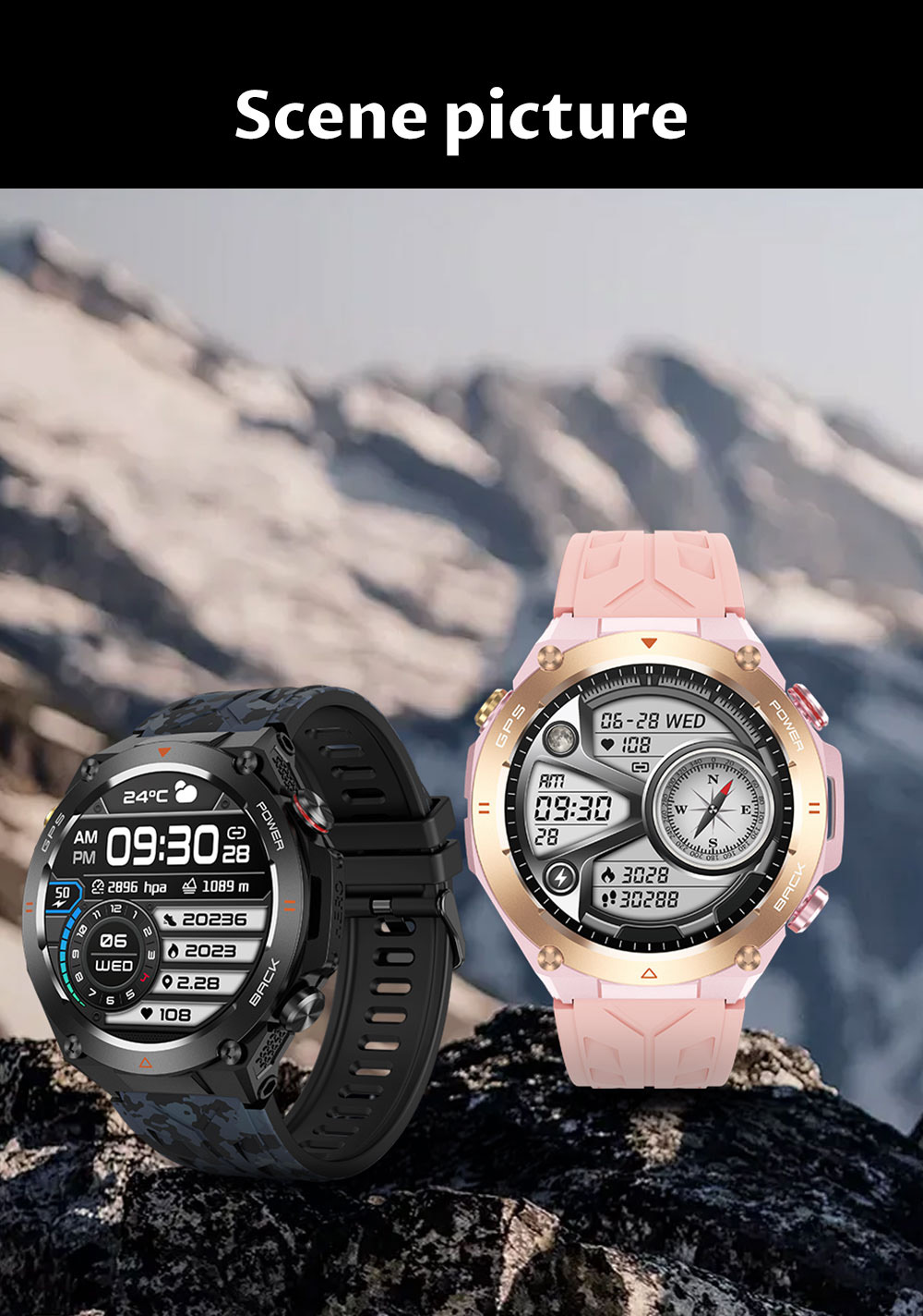 SENBONO KC82 Smartwatch, Health Monitoring, Bluetooth Calling, 100+ Sports Modes, AI Voice Assistant, Built-in GPS, 1ATM Waterproof - Golden Dial