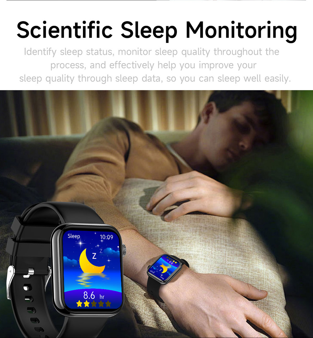 SENBONO M100 Smartwatch, Health Monitoring, DIY Video Dial, Local Music Play, 100+ Sport Modes - Black