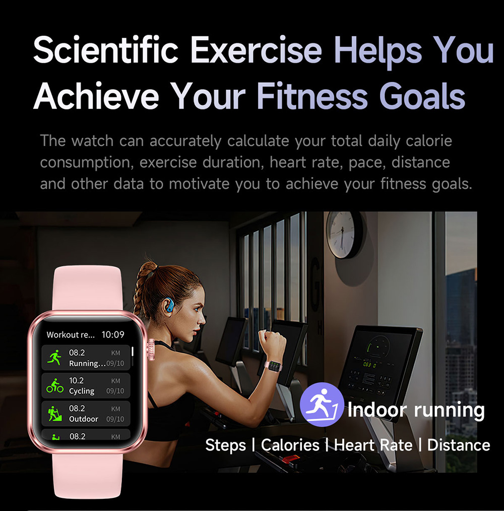 SENBONO M100 Smartwatch, Health Monitoring, DIY Video Dial, Local Music Play, 100+ Sport Modes - Black