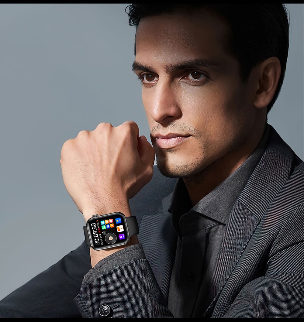 SENBONO M100 Smartwatch, Health Monitoring, DIY Video Dial, Local Music Play, 100+ Sport Modes - Black