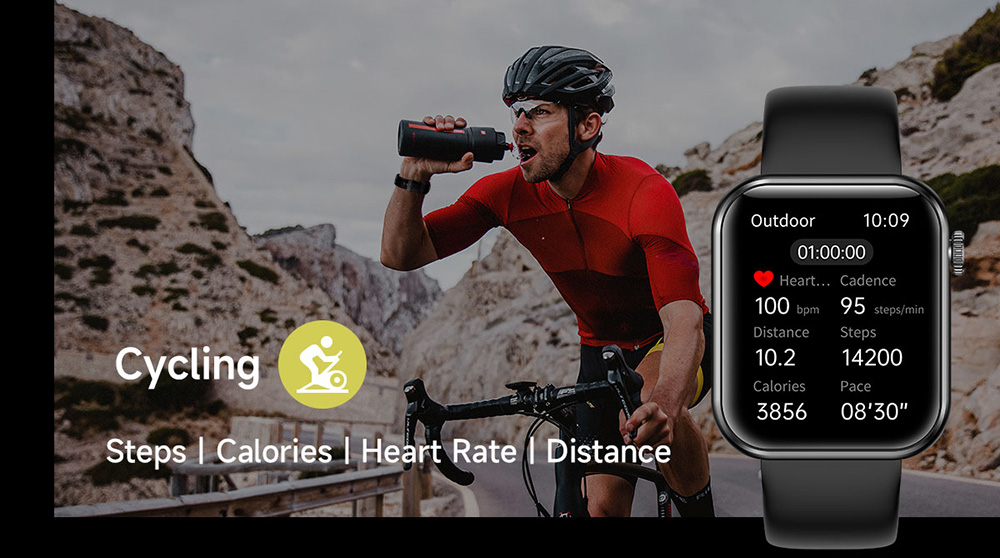 SENBONO M100 Smartwatch, Health Monitoring, DIY Video Dial, Local Music Play, 100+ Sport Modes - Pink