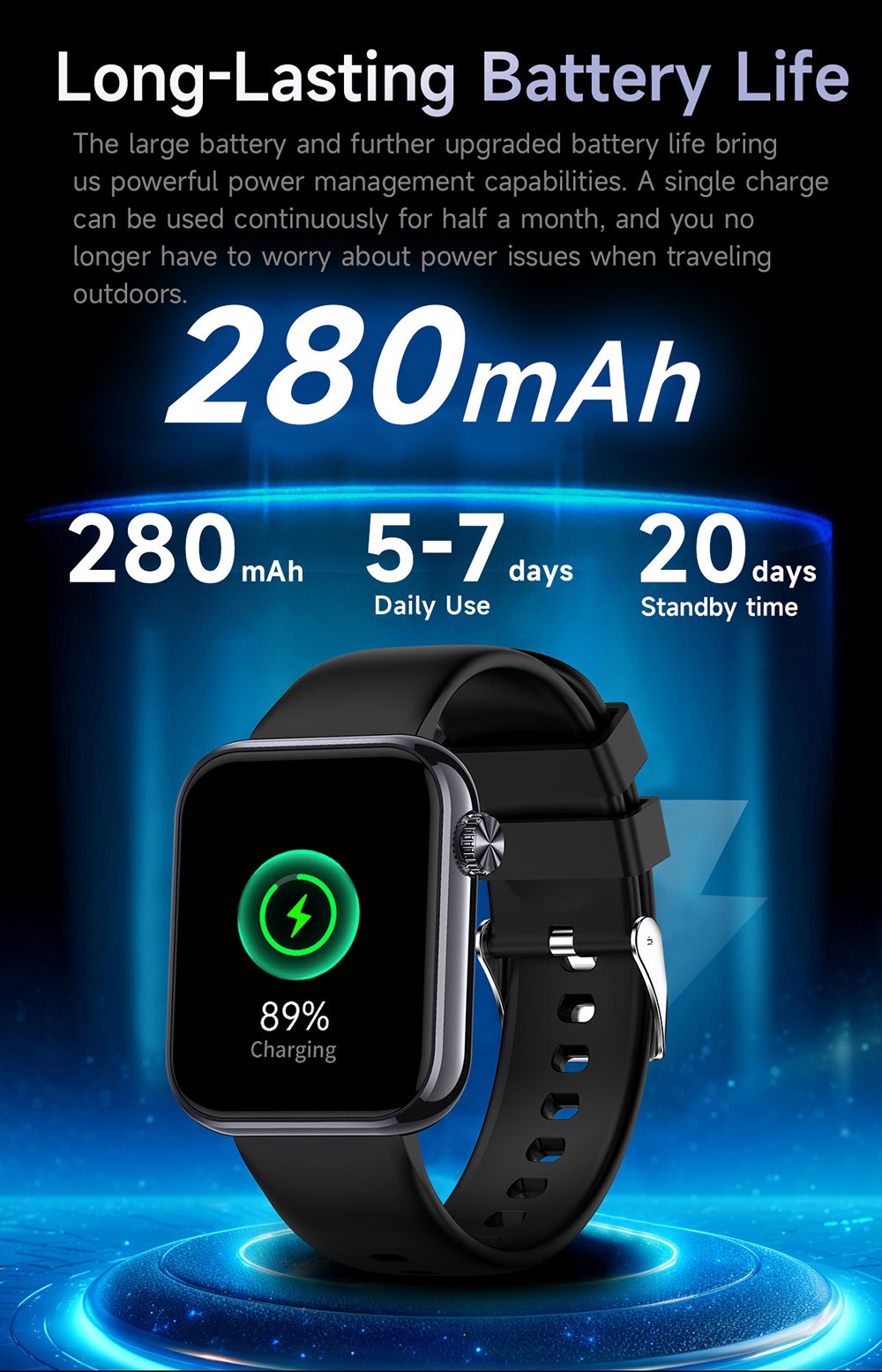 SENBONO M100 Smartwatch, Health Monitoring, DIY Video Dial, Local Music Play, 100+ Sport Modes - Pink