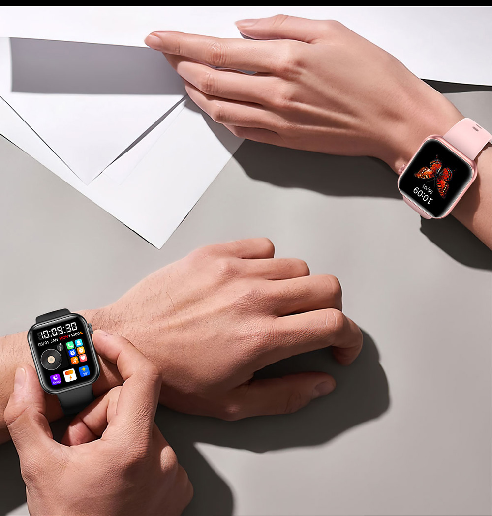 SENBONO M100 Smartwatch, Health Monitoring, DIY Video Dial, Local Music Play, 100+ Sport Modes - Pink