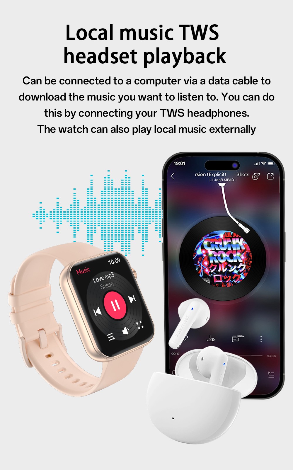 SENBONO P51 Smartwatch, 1.91 inch Screen, Bluetooth Calling, Health Monitoring, Photo & Video Taking - Black