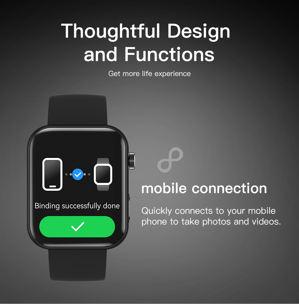 SENBONO P51 Smartwatch, 1.91 inch Screen, Bluetooth Calling, Health Monitoring, Photo & Video Taking - Black