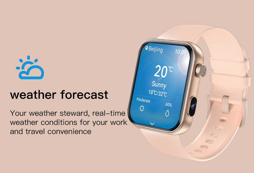 SENBONO P51 Smartwatch, 1.91 inch Screen, Bluetooth Calling, Health Monitoring, Photo & Video Taking - Black