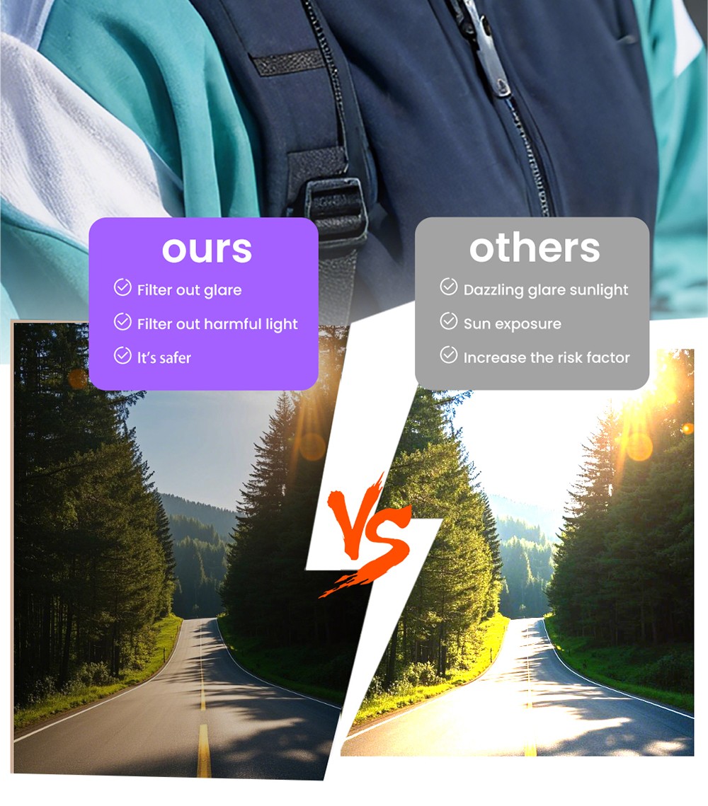 SENBONO QYpro 2 Intelligent Bluetooth Cycling Sunglasses, 6 Hours Battery Life, Al Intelligent Voice Assistant - Black Purple