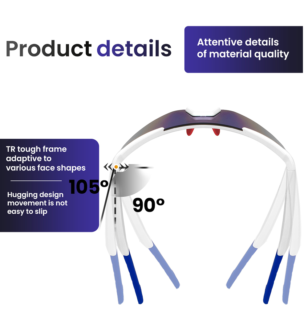 SENBONO QYpro 2 Intelligent Bluetooth Cycling Sunglasses, 6 Hours Battery Life, Al Intelligent Voice Assistant - Black Purple