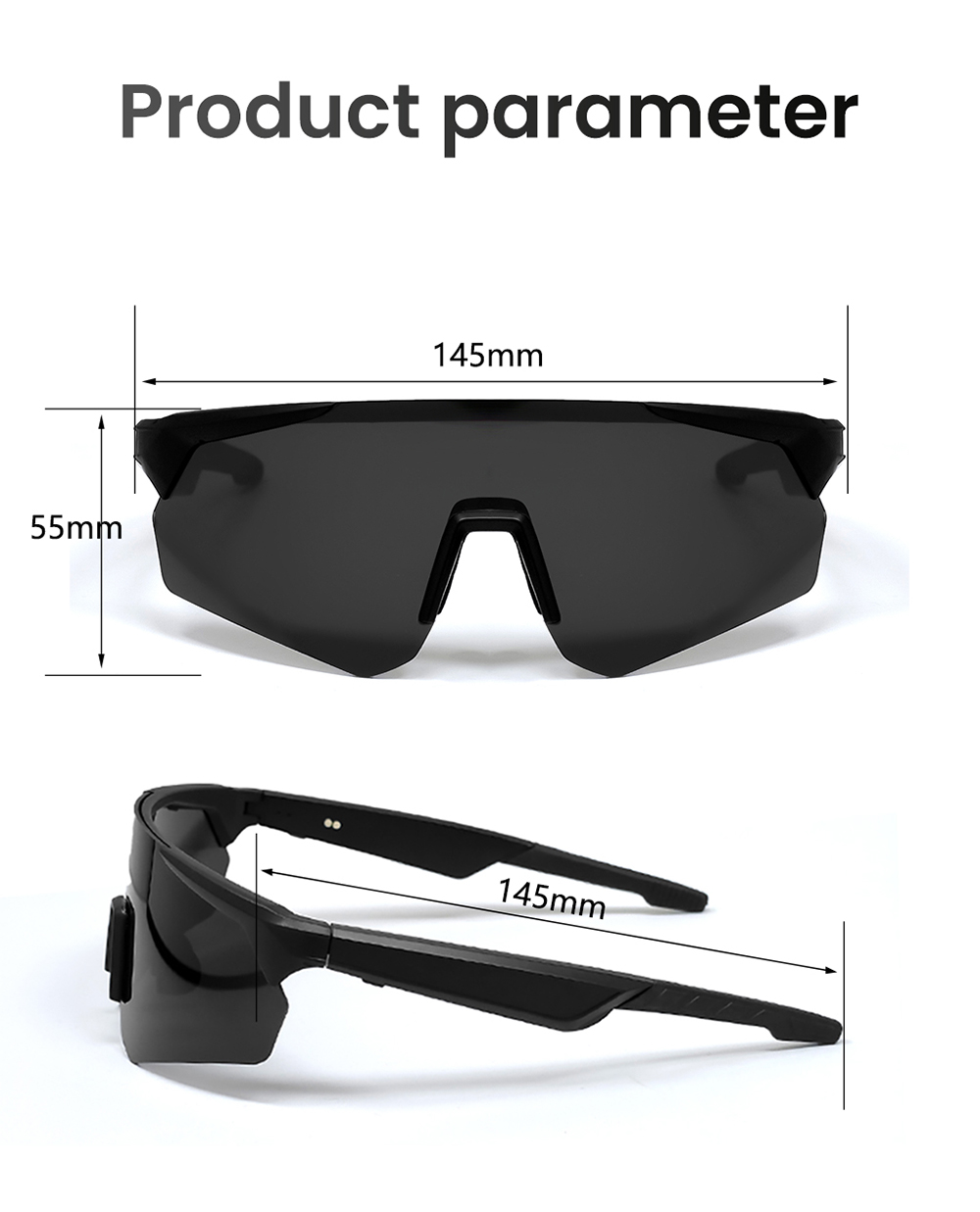 SENBONO QYpro 2 Intelligent Bluetooth Cycling Sunglasses, 6 Hours Battery Life, Al Intelligent Voice Assistant - Black Purple