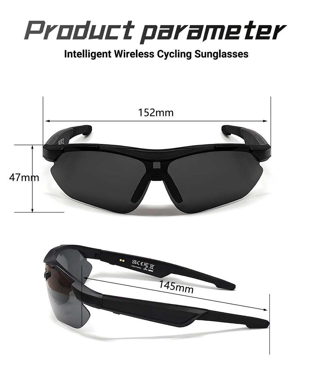 SENBONO QYpro 3 Intelligent Bluetooth Cycling Sunglasses, 6 Hours Battery Life, AI Voice Assistant, One-click Control - Black Orange