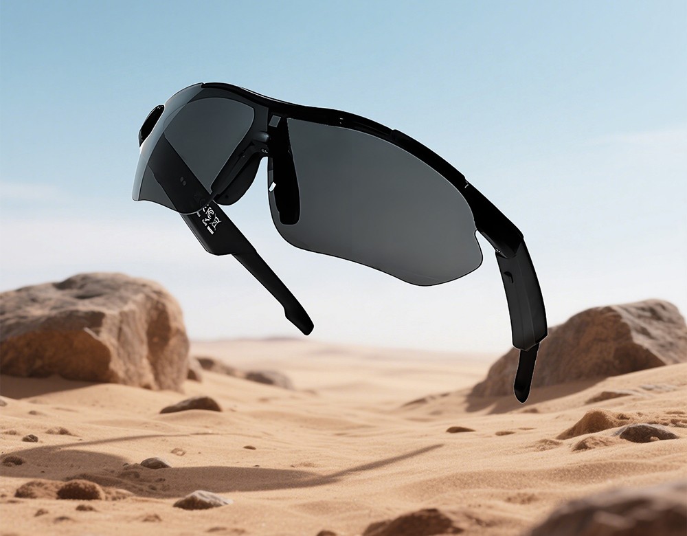 SENBONO QYpro 3 Intelligent Bluetooth Cycling Sunglasses, 6 Hours Battery Life, AI Voice Assistant, One-click Control - White Blue