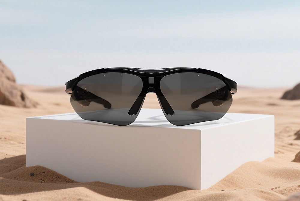 SENBONO QYpro 3 Intelligent Bluetooth Cycling Sunglasses, 6 Hours Battery Life, AI Voice Assistant, One-click Control - White Blue