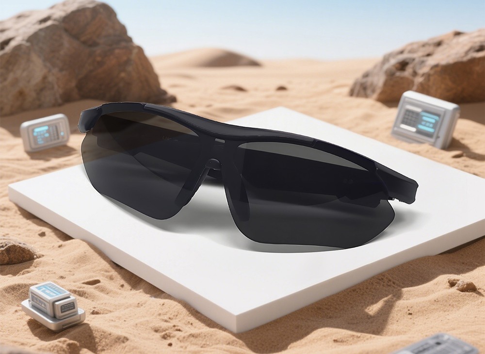 SENBONO QYpro 3 Intelligent Bluetooth Cycling Sunglasses, 6 Hours Battery Life, AI Voice Assistant, One-click Control - White Blue