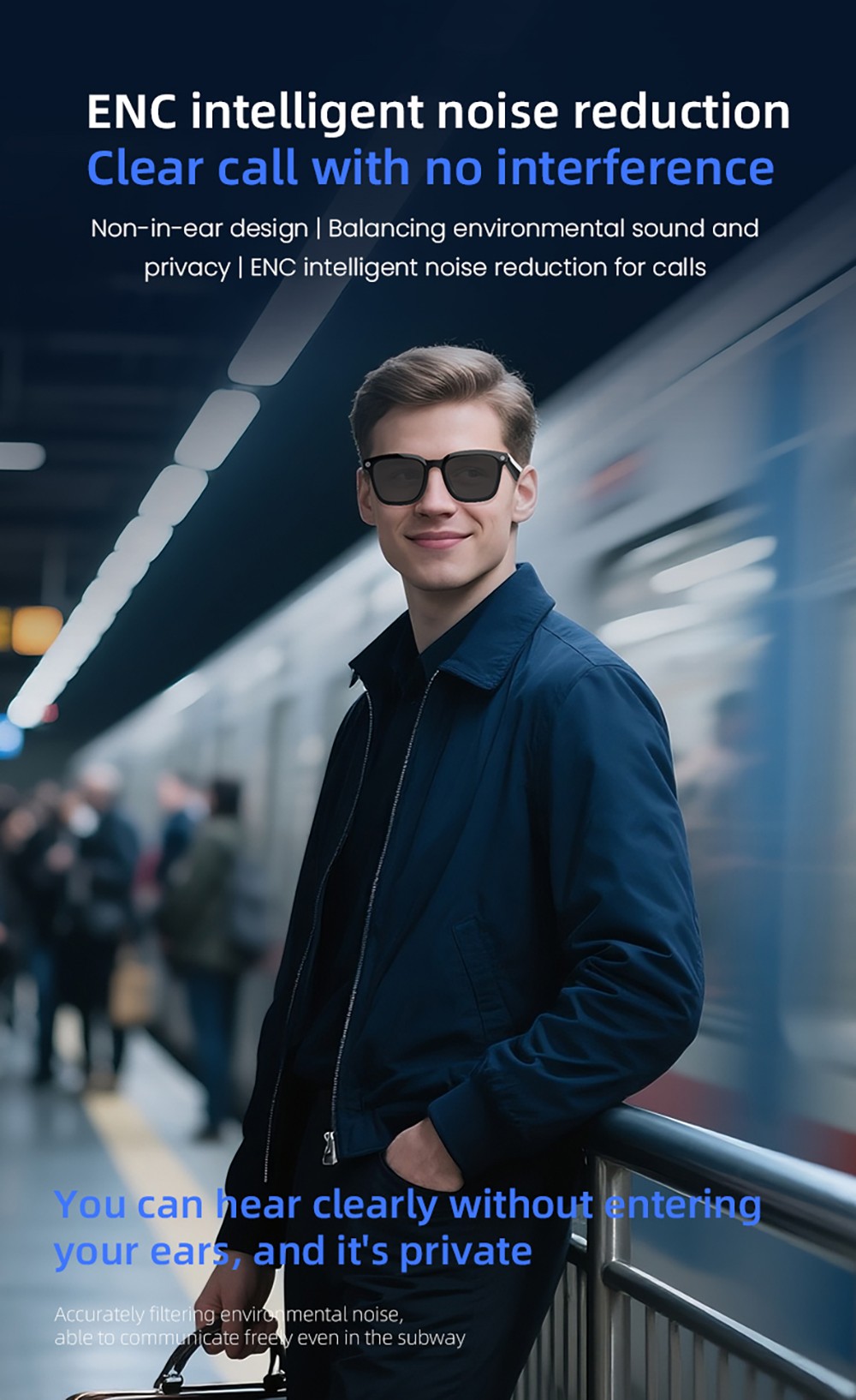 SENBONO V03 Smart Glasses, Al Assistant, HD Image Shooting, ENC Intelligent Noise Reduction Calling