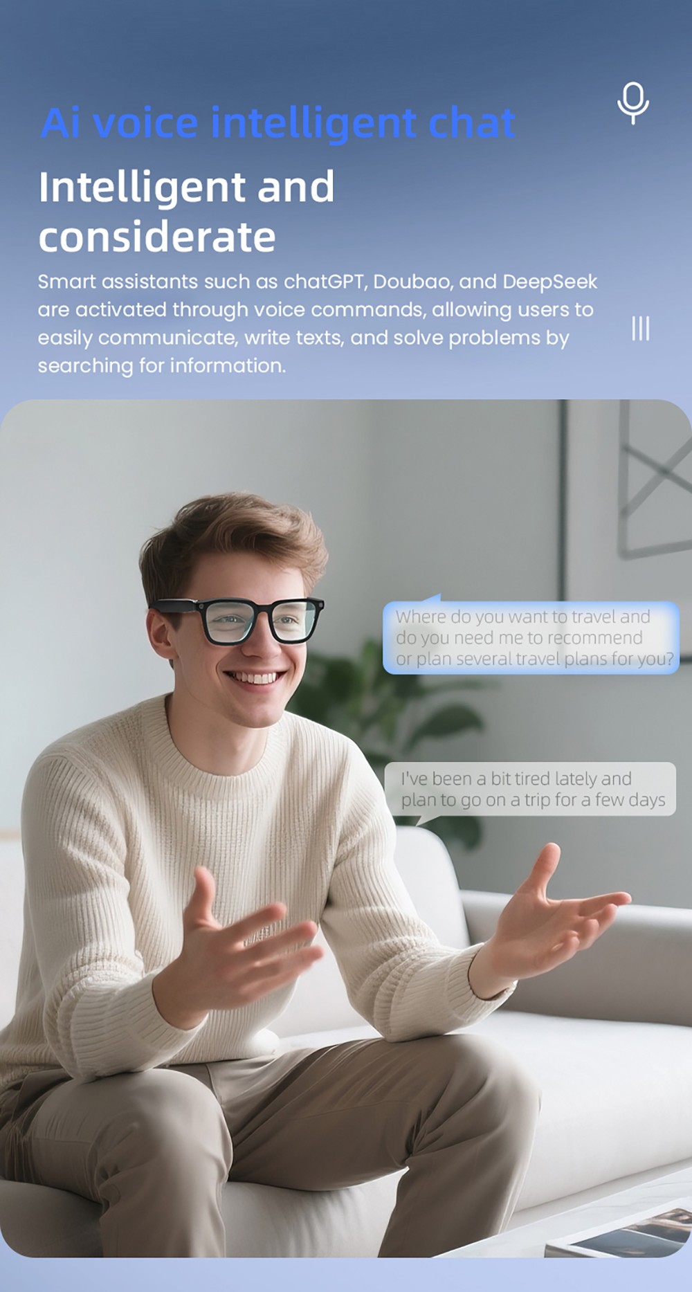 SENBONO V03 Smart Glasses, Al Assistant, HD Image Shooting, ENC Intelligent Noise Reduction Calling