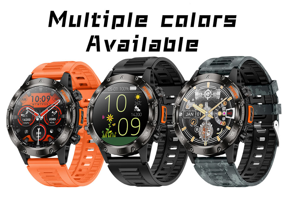 SENBONO V37Z Smartwatch, DIY Video Watch Dial, 100+ Sports Modes, Health Monitoring, Bluetooth Calling, IP68 Waterproof - Camouflage