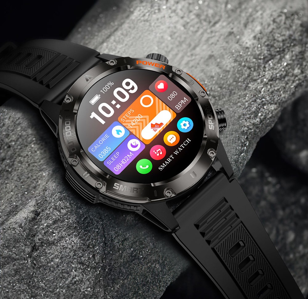 SENBONO V37Z Smartwatch, DIY Video Watch Dial, 100+ Sports Modes, Health Monitoring, Bluetooth Calling, IP68 Waterproof - Camouflage