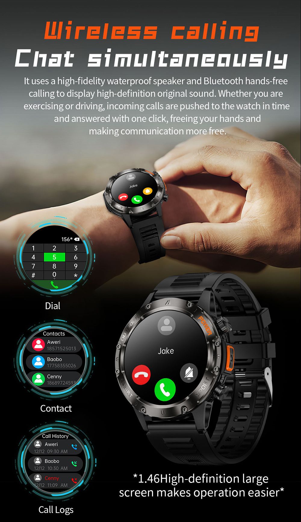 SENBONO V37Z Smartwatch, DIY Video Watch Dial, 100+ Sports Modes, Health Monitoring, Bluetooth Calling, IP68 Waterproof - Green