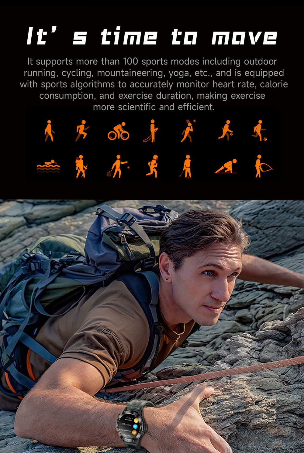 SENBONO V37Z Smartwatch, DIY Video Watch Dial, 100+ Sports Modes, Health Monitoring, Bluetooth Calling, IP68 Waterproof - Green