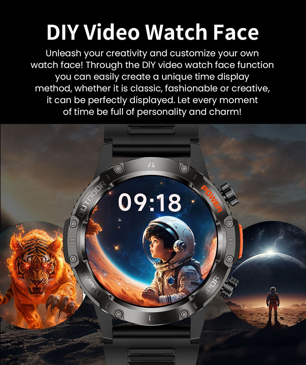 SENBONO V37Z Smartwatch, DIY Video Watch Dial, 100+ Sports Modes, Health Monitoring, Bluetooth Calling, IP68 Waterproof - Green