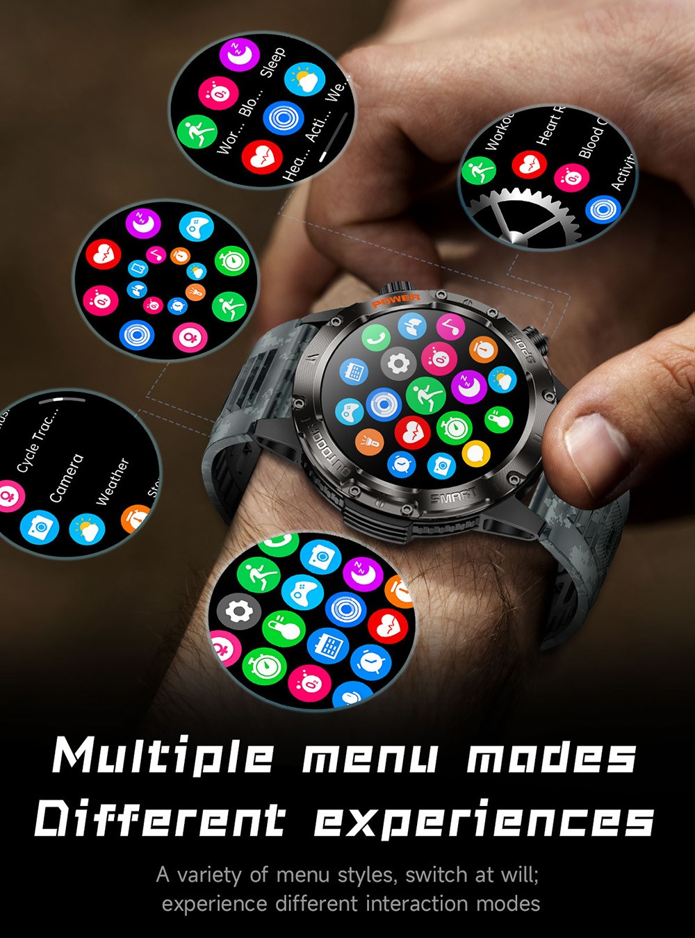 SENBONO V37Z Smartwatch, DIY Video Watch Dial, 100+ Sports Modes, Health Monitoring, Bluetooth Calling, IP68 Waterproof - Orange