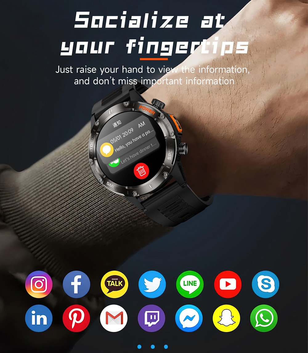 SENBONO V37Z Smartwatch, DIY Video Watch Dial, 100+ Sports Modes, Health Monitoring, Bluetooth Calling, IP68 Waterproof - Orange