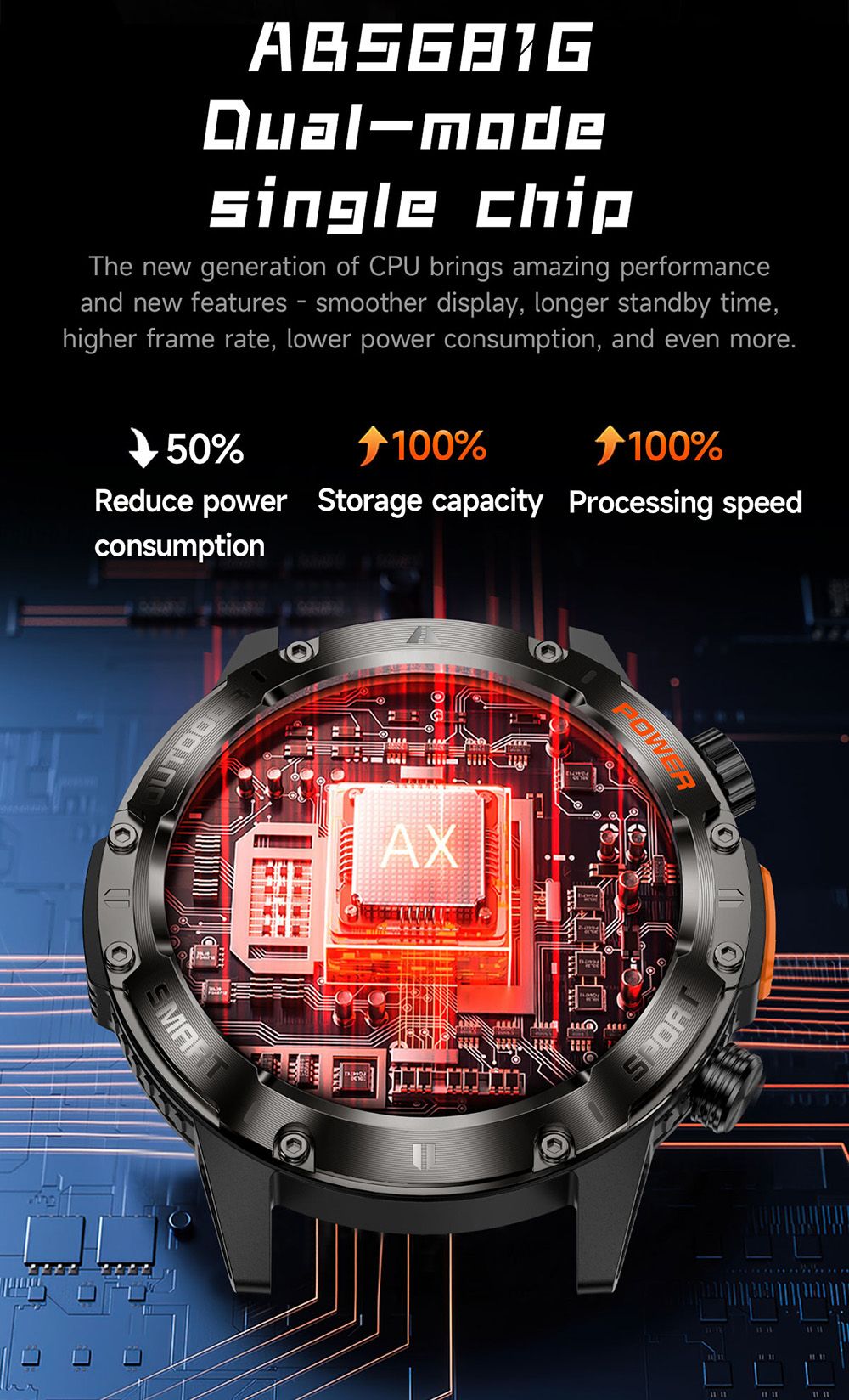 SENBONO V37Z Smartwatch, DIY Video Watch Dial, 100+ Sports Modes, Health Monitoring, Bluetooth Calling, IP68 Waterproof - Orange