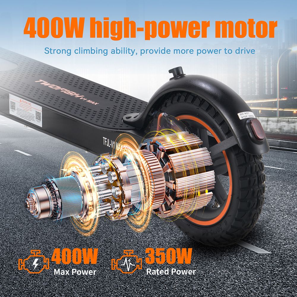 TWOFISH V1 MAX Electric Scooter, 400W Motor, 36V 10.4Ah batéria, 10
