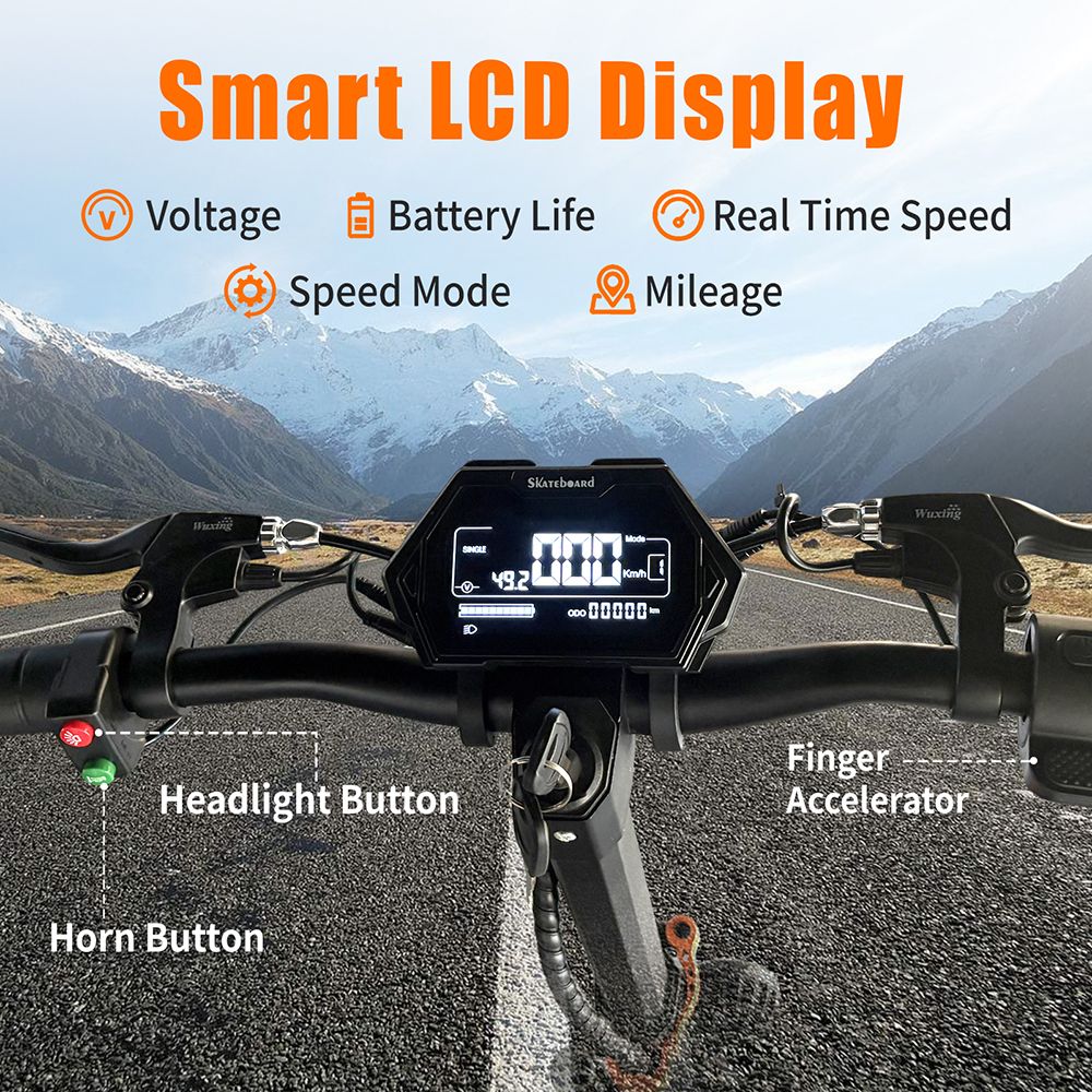TWOFISH V5 MAX Electric Scooter with Seat, 800W Motor, 48V 18Ah Battery, Front 11 inch &; Rear 10 inch Tires, 45km/h Max Speed, 45km Range, Front &; Rear Disc Brake, Front &; Rear Dual Suspension, LCD Display