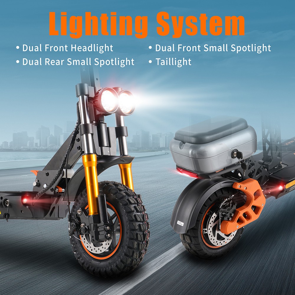 TWOFISH V5 MAX Electric Scooter with Seat, 800W Motor, 48V 18Ah Battery, Front 11 inch &; Rear 10 inch Tires, 45km/h Max Speed, 45km Range, Front &; Rear Disc Brake, Front &; Rear Dual Suspension, LCD Display