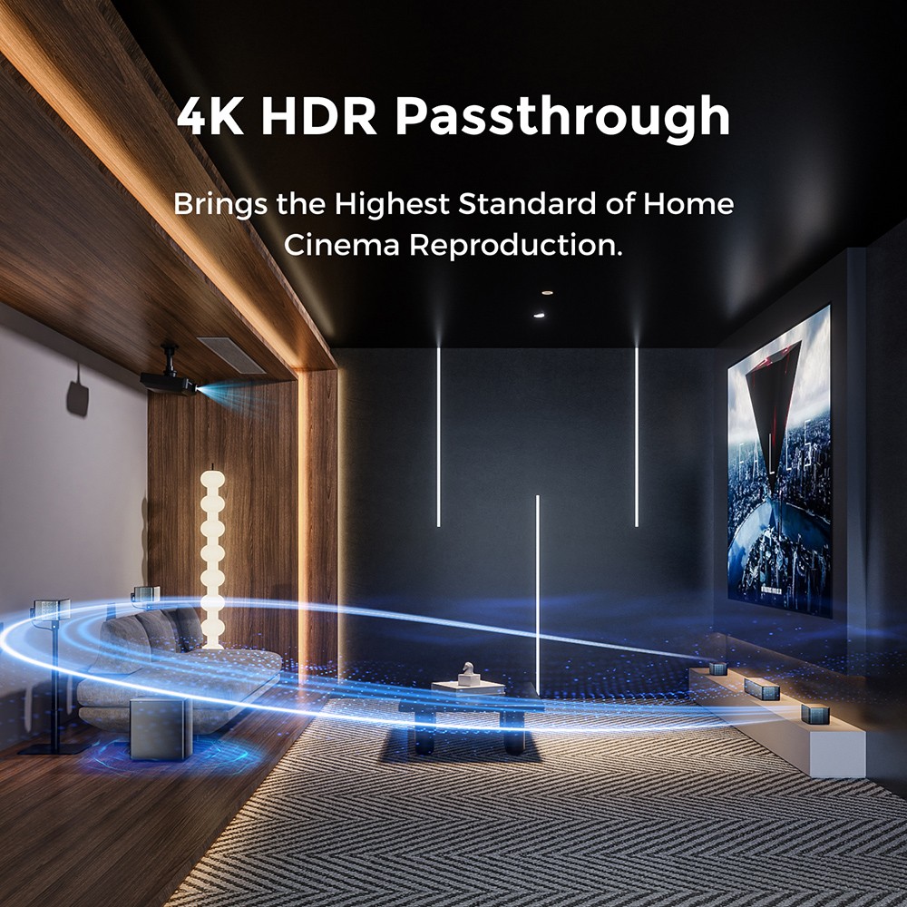 Súprava reproduktorov Ultimea Poseidon D80 Boom 7.1 Soundbar so subwooferom, Dolby Atmos, špičkový výkon 500 W, ovládanie cez APP, 10 pásiem nastavenia ekvalizéra, 121 prednastavených matíc EQ, Bluetooth 5.3