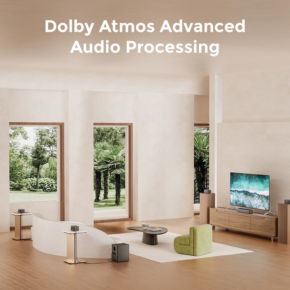 Súprava reproduktorov Ultimea Poseidon D80 Boom 7.1 Soundbar so subwooferom, Dolby Atmos, špičkový výkon 500 W, ovládanie cez APP, nastavenie 10 pásiem ekvalizéra, 121 prednastavených matíc EQ, Bluetooth 5.3