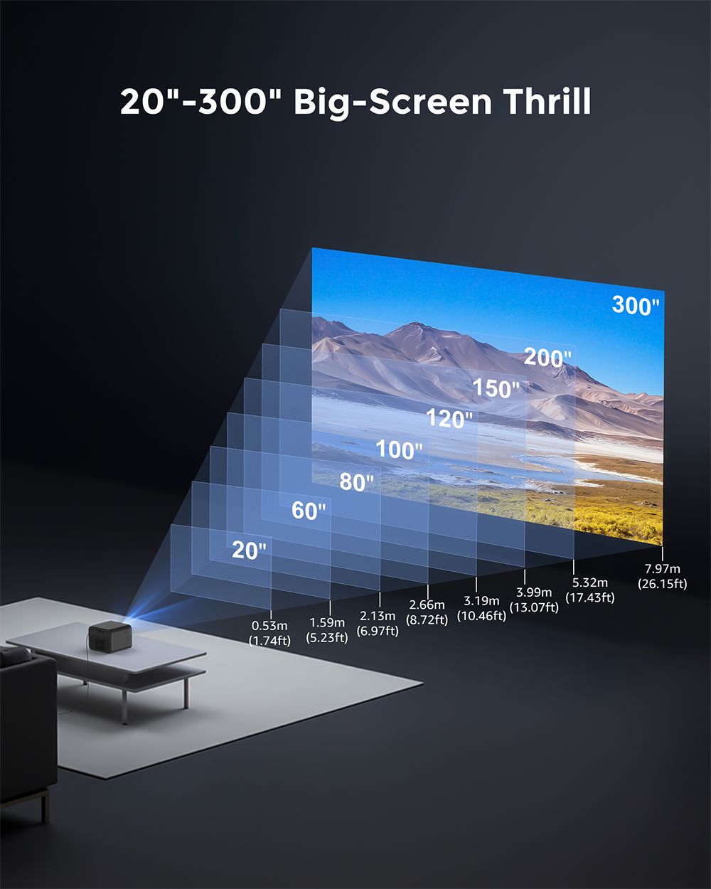 Ultimea Poseidon E100 Projector, 1800 ANSI, Native 1080P, 4K Decoding, Auto Focus & 6D Auto Keystone, Active 3D Image, 10W*2 Dolby Audio, Google TV