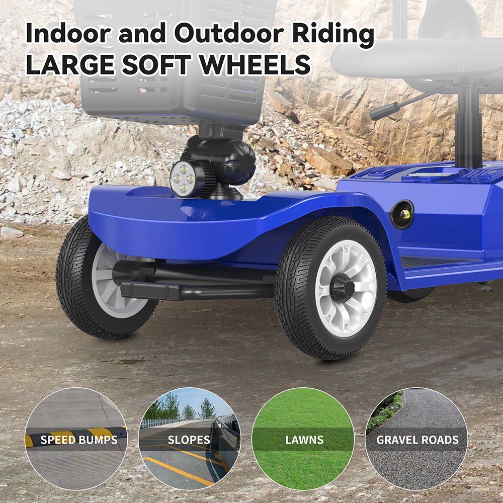 Unificare Lucas Pro Four-wheeled Scooter, 180W Motor, 24V 12Ah Battery, 8 inch Tires, 6km/h Max Speed, 20km Range, Magnetic Brake, 190kg Max Load - Blue