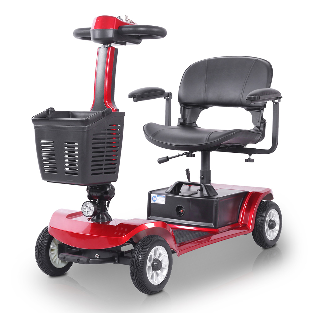 Štvorkolesový skúter Unificare Unagi, motor 250 W, batéria 24 V 12 Ah, 8-palcové pneumatiky, maximálna rýchlosť 6 km/h, dojazd 20 km, magnetická brzda, maximálne zaťaženie 190 kg - červená
