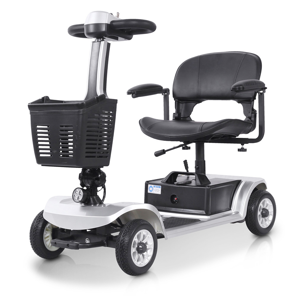 Štvorkolesový skúter Unificare Unagi, motor 250 W, batéria 24 V 12 Ah, 8-palcové pneumatiky, maximálna rýchlosť 6 km/h, dojazd 20 km, magnetická brzda, maximálne zaťaženie 190 kg - strieborný