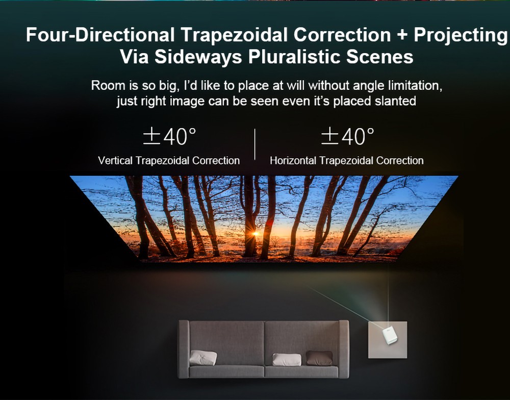 Refurbished Wanbo T2MAX Mini Projector 1080P HD HDR 250ANSI Smart Projector, EU Plug - White