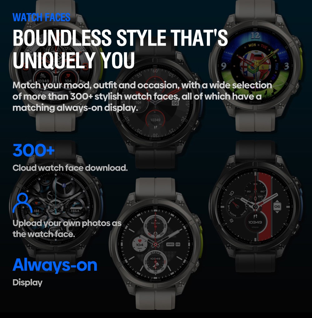 Zeblaze VIBE 8 Rugged Smartwatch, 1.43 inch AMOLED Display, Heart Rate & Sleep Monitoring, 100+ Workout Modes, Up to 60 Days Battery Life - Black