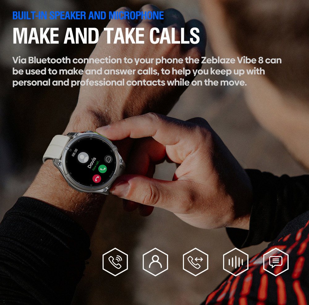 Zeblaze VIBE 8 Rugged Smartwatch, 1.43 inch AMOLED Display, Heart Rate & Sleep Monitoring, 100+ Workout Modes, Up to 60 Days Battery Life - Grey