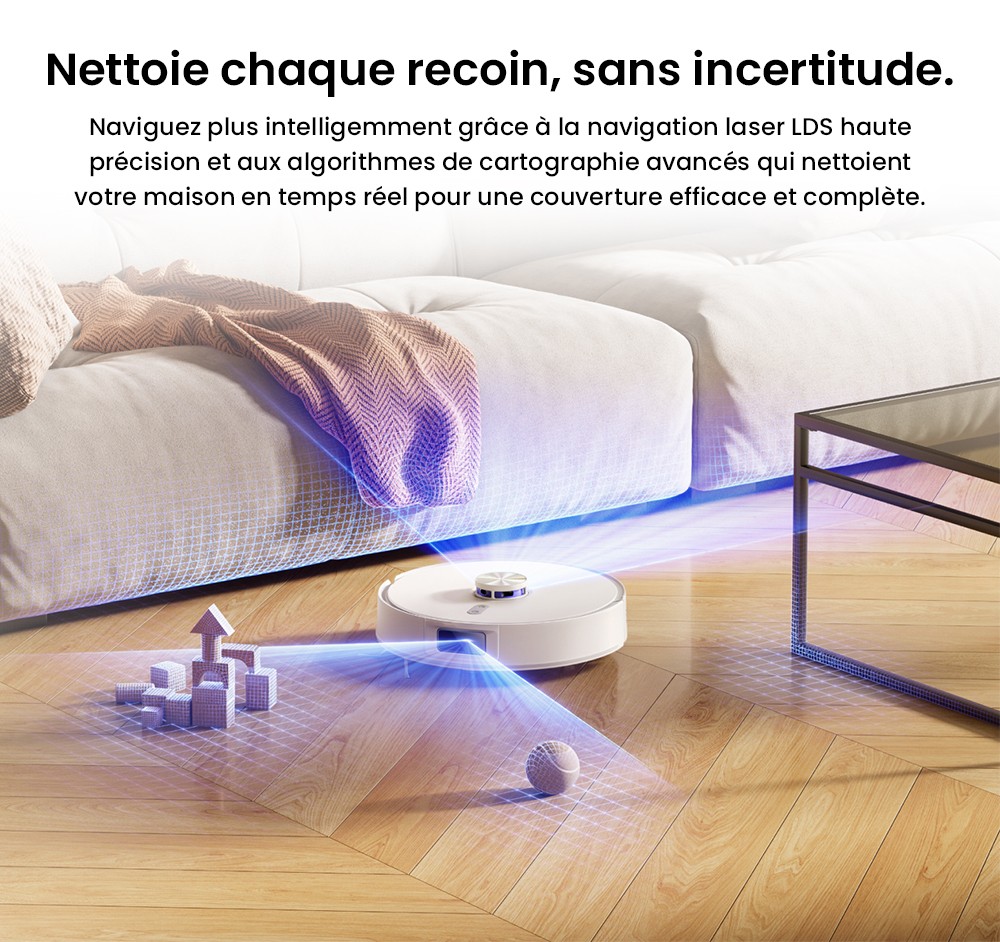 Aspirateur robot Narwal Freo S, d&eacute;poussi&eacute;rage automatique, aspiration 8&nbsp;000 Pa, navigation intelligente et commande vocale
