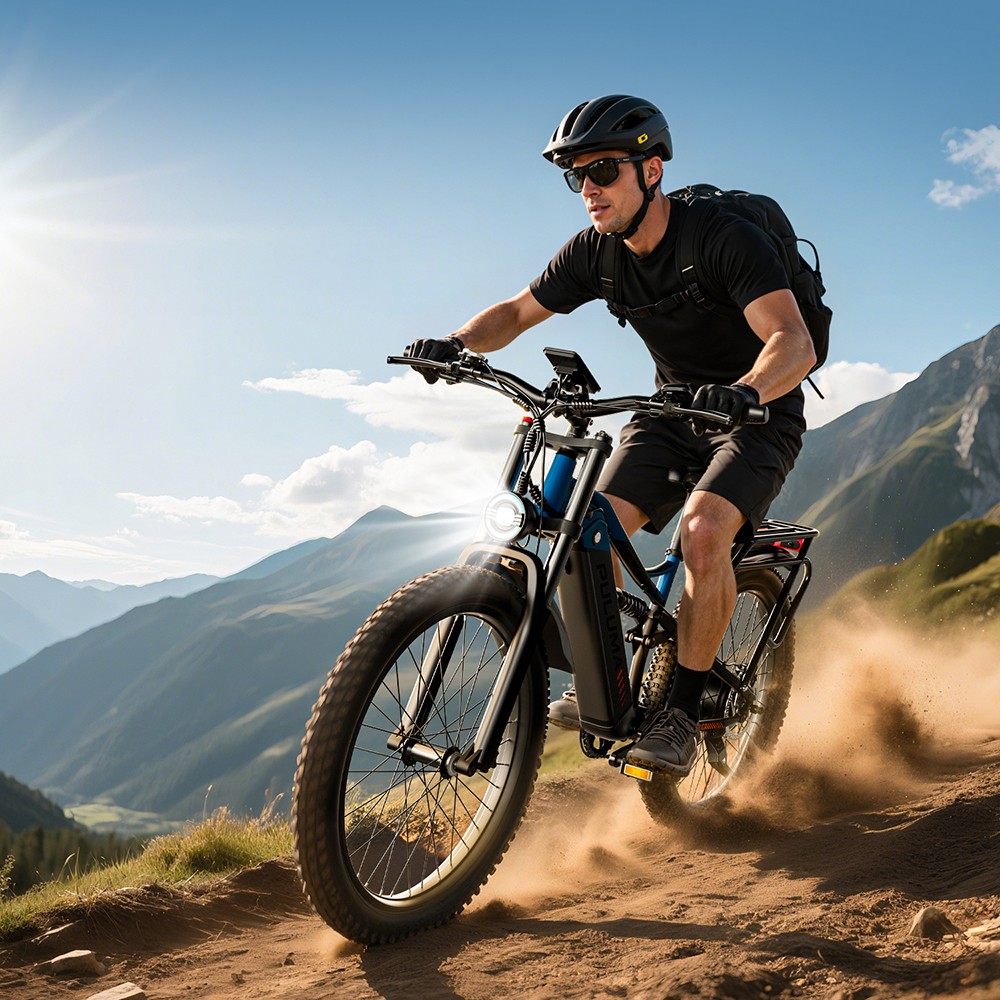 PULUMA PE86 Elektrofahrrad, 500 W Motor, 48 V 20 Ah Akku, 26 Zoll Reifen, 40 km/h Höchstgeschwindigkeit, 150 km Reichweite, hydraulische Bremsen, Ölfederungssystem, Shimano 7-Gang-Schaltung, LCD-Display, Drehmomentsensor