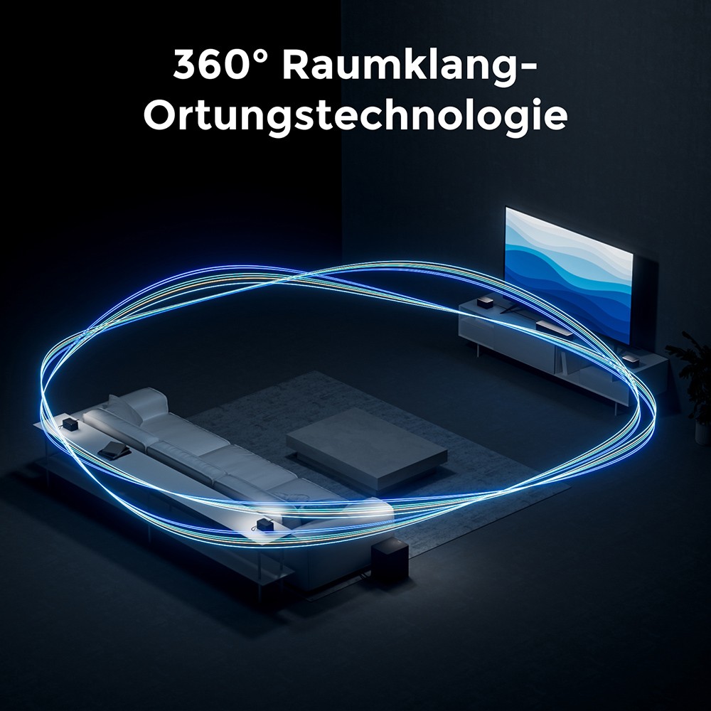 Ultimea Poseidon D80 Boom 7.1 Soundbar-Subwoofer-Lautsprecher-Kit, Dolby Atmos, 500 W Spitzenleistung, APP-Steuerung, 10-Band-Equalizer-Einstellungen, 121 voreingestellte EQ-Matrizen, Bluetooth 5.3