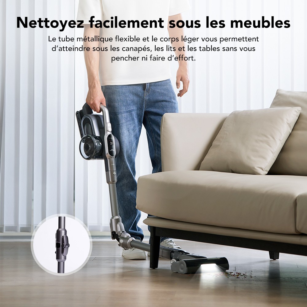 Jimmy H11 Pro Aspirateur sans fil, aspiration 700 W/260 AW, autonomie 90 min, tube flexible, 7 outils de nettoyage, affichage LED, pour tapis/sols durs - Gris fonc&eacute;