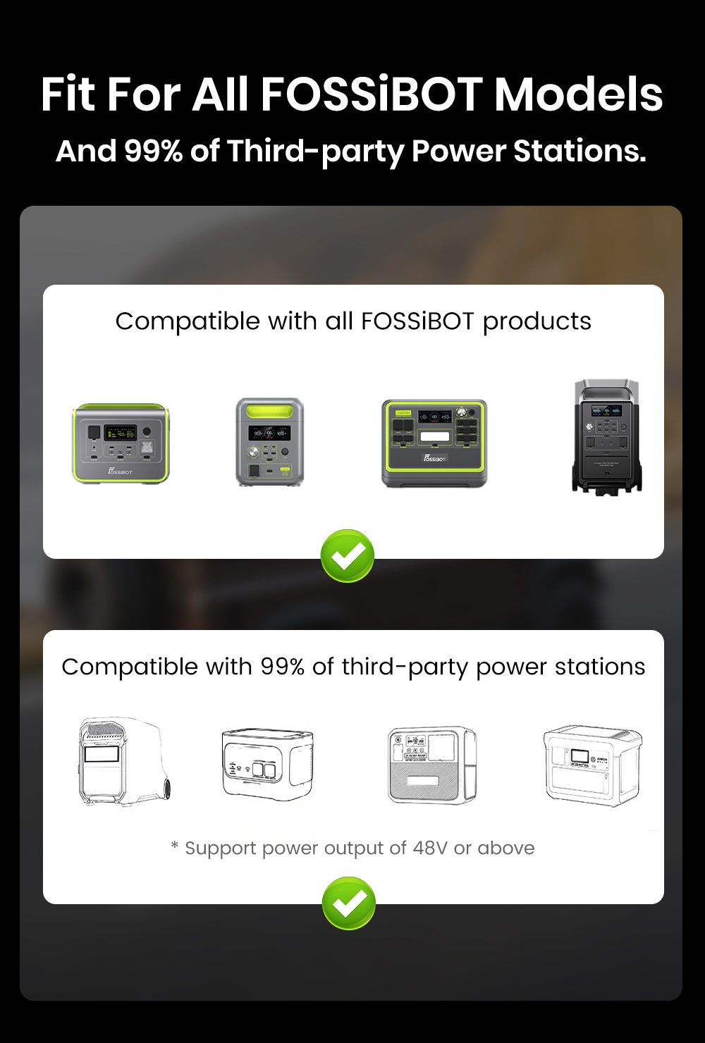 FOSSiBOT FAC580 580W-os gener&aacute;tor t&ouml;ltő FOSSiBOT erőműh&ouml;z, fekete