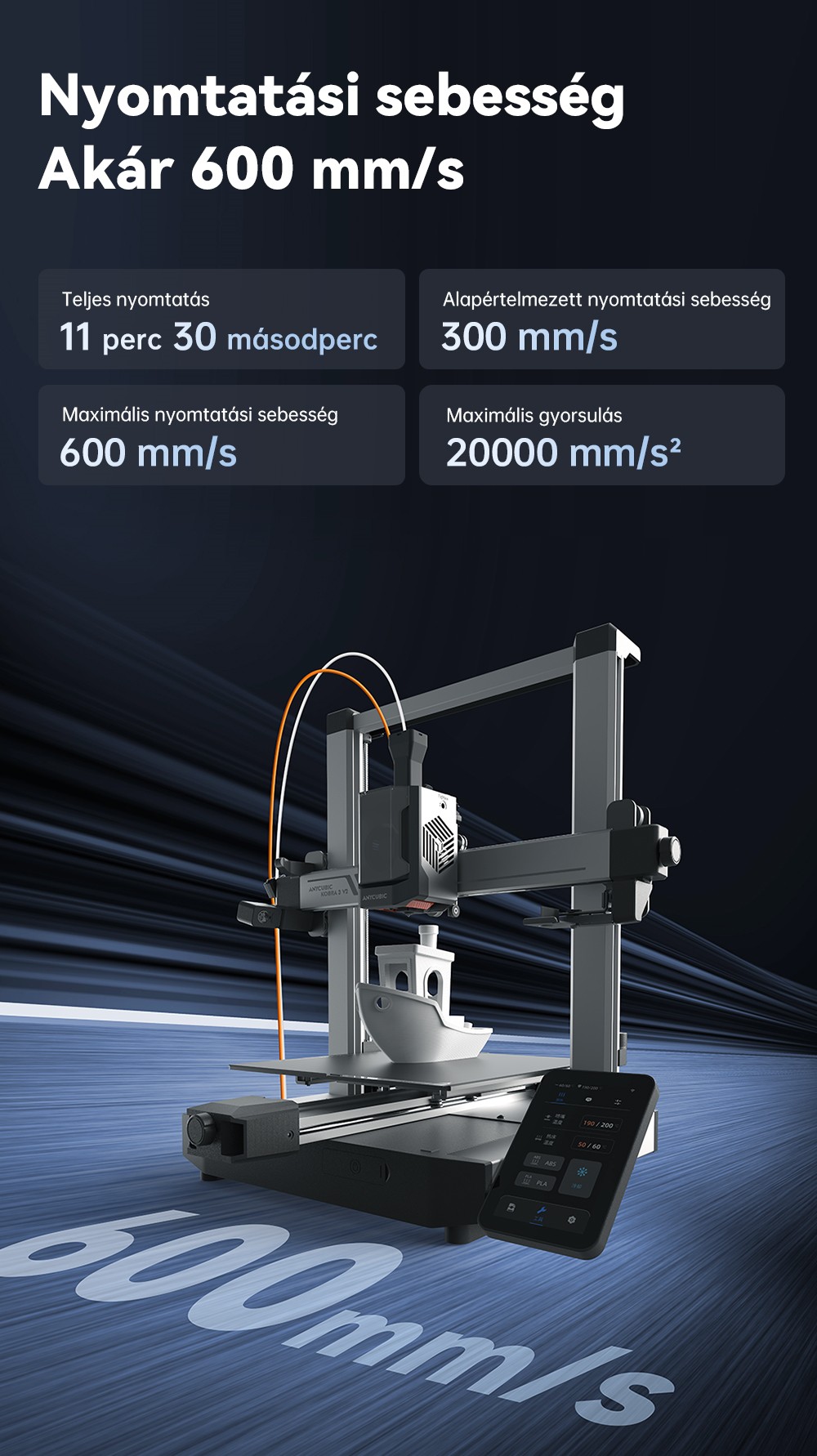Anycubic Kobra 3 V2 kombin&aacute;lt 3D nyomtat&oacute;, ACE Pro t&ouml;bbsz&iacute;nű, 720P kamera, 600 mm/s sebess&eacute;g, automatikus szintez&eacute;s, filament sz&aacute;r&iacute;t&aacute;s, 255 * 255 * 260 mm
