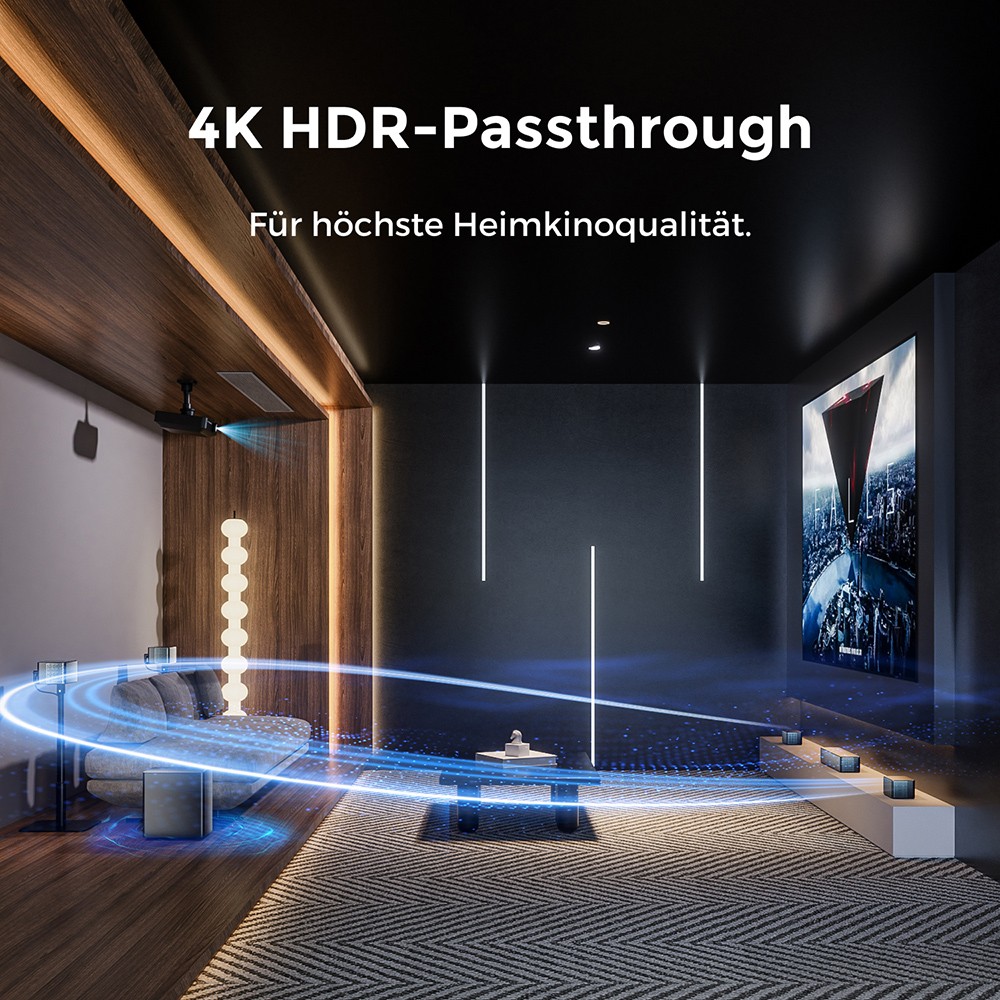 Ultimea Poseidon D80 Boom 7.1 Soundbar-Subwoofer-Lautsprecher-Kit, Dolby Atmos, 500 W Spitzenleistung, APP-Steuerung, 10-Band-Equalizer-Einstellungen, 121 voreingestellte EQ-Matrizen, Bluetooth 5.3