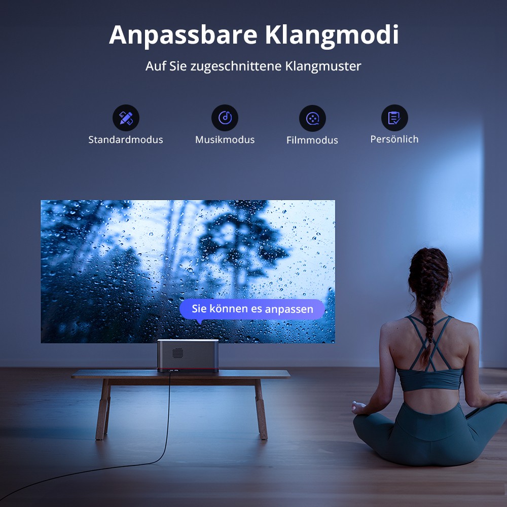 ETOE Whale Pro Android TV-Projektor, Native 1080P, 1500 ANSI, 4K-Dekodierung, Autofokus und automatische Trapezkorrektur, 2 x 10 W Stereo-Lautsprecher, Dualband-WLAN