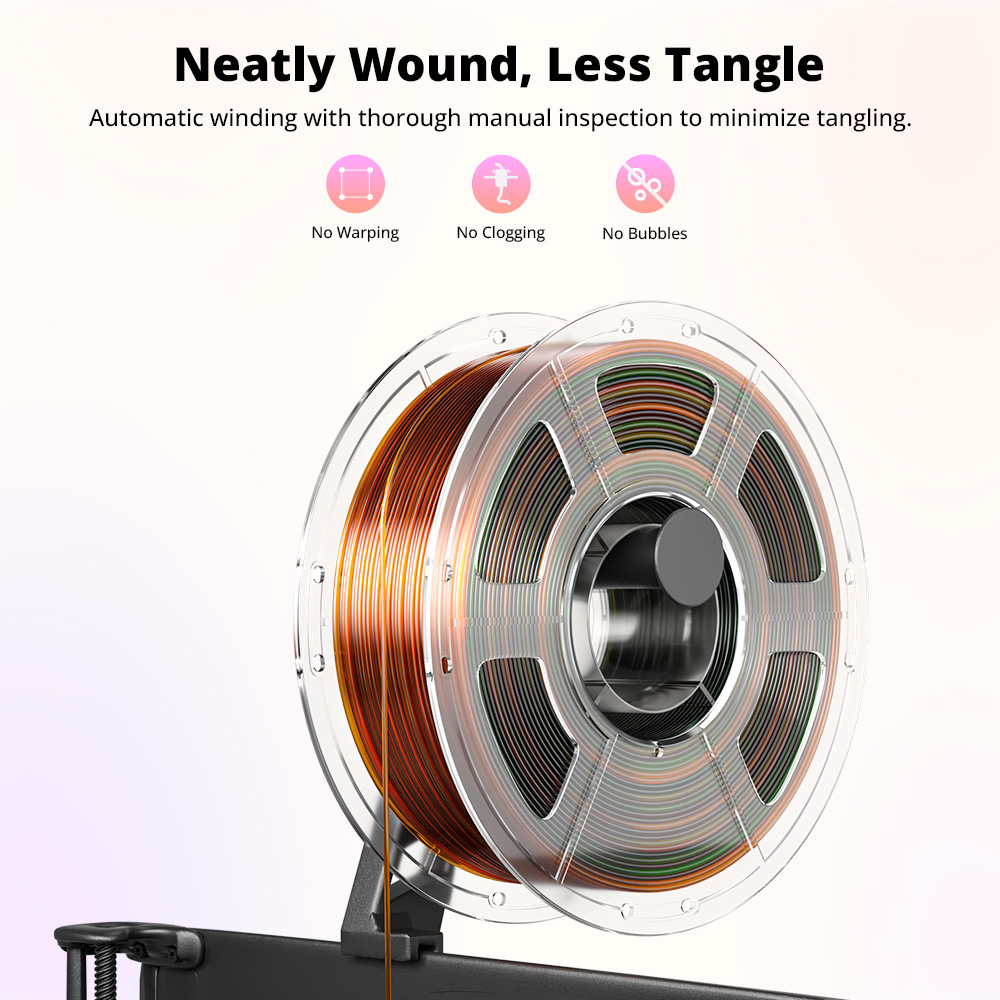 Mecpow High Speed PETG Filament, 1 kg - Transparent Rainbow