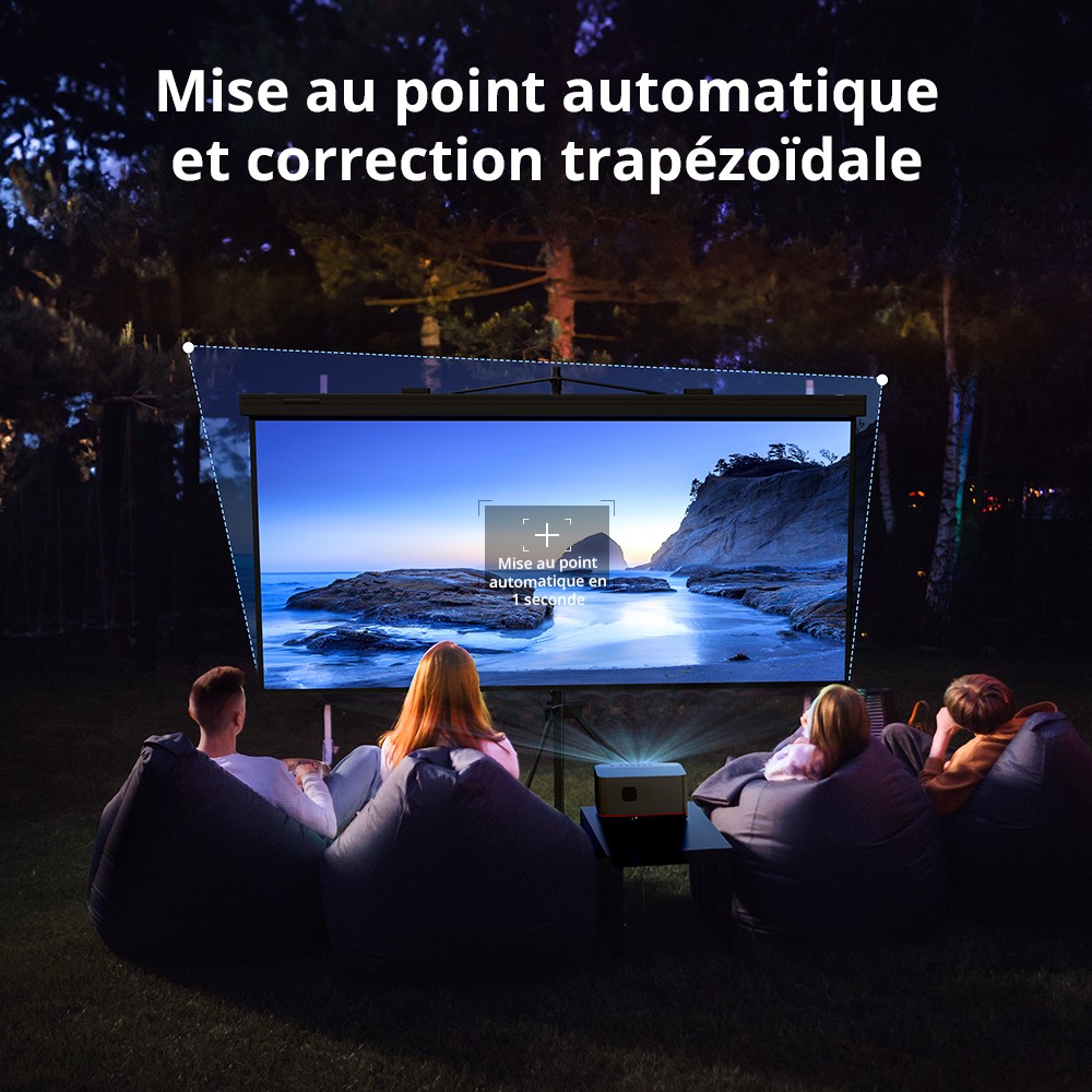 Projecteur TV Android ETOE Whale Pro, r&eacute;solution native 1080p, 1500 ANSI, d&eacute;codage 4K, mise au point automatique et correction trap&eacute;zo&iuml;dale automatique, 2 haut-parleurs st&eacute;r&eacute;o 10 W, Wi-Fi double bande